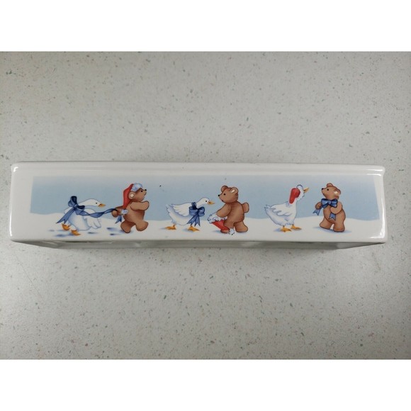 1988 House of Lloyd Christmas Goose & Bear "Quacker" Cracker Server Tray Dish - Picture 1 of 12